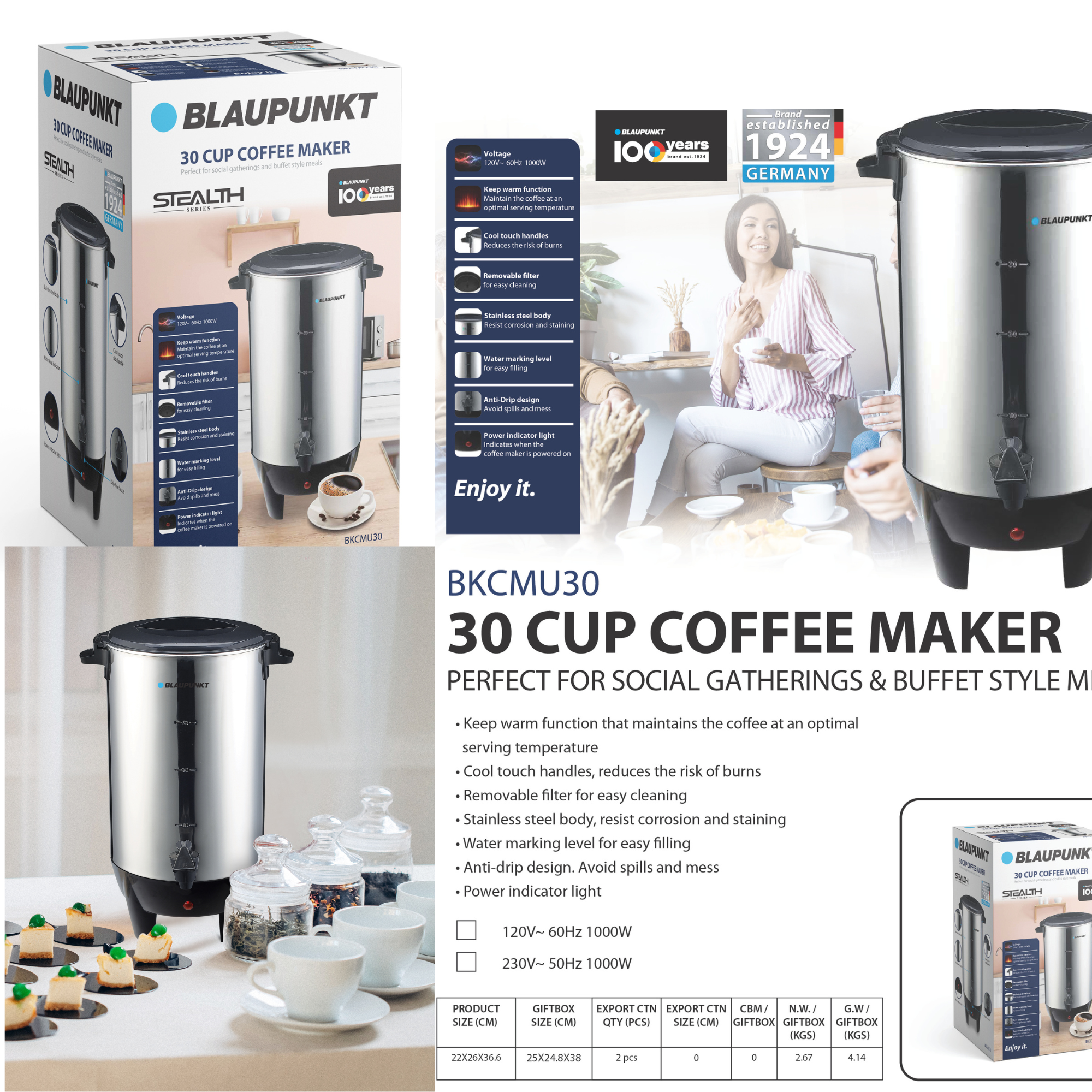 Blaupunkt 30 Cup Coffee Maker 1000W Blaupunkt 30 Cup Coffee Maker 1000W